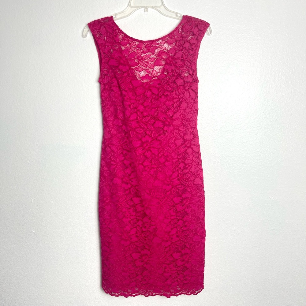 Calvin Klein Hot Pink Lace Sheath Dress Sleeveless